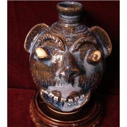 BLUE GROTESQUE FACE JUG,NORTH CAROLINA  #1378987