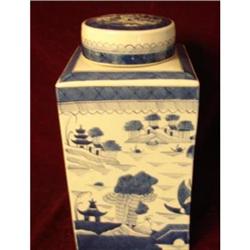 BLUE CANTON CHINESE EXPORT TEA CANNISTER #1378990