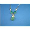 Image 1 : Krementz? Necklace Green Stones Leaf Motif #1391174