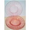 Image 1 : Four Pink Block Optic Glass Luncheon Plates #1391248