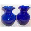 Image 1 : Two Cobalt Blue Ruffled Vases #1391302