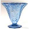Art Deco Blue Pressed Art Glass Vase #1398455