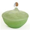 LIZ Green Satin Glass Figural Powder Jar #1398517
