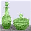 Green Hobnail Perfume Bottle & Powder Jar #1398572
