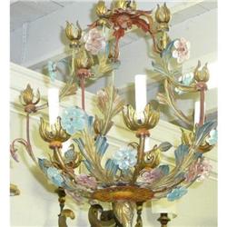 GILT TOLE & MURANO GLASS CHANDELIER #1417847