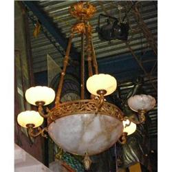 Italian Alabaster and Bronze Chandelier #1417860