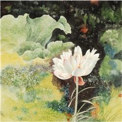 original ink/wash painting, White Lily, 27x27" #1417942