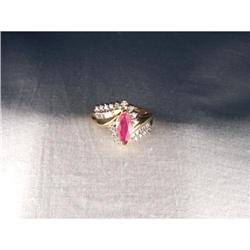 Estate 14K YG Diamond Huge Ruby Marquise Ring #1418107