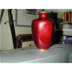 Vintage Japanese Red Emanel Vase #1418212