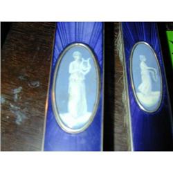 PAIR PORTRAIT MINIATURES ENAMEL SILVER #1418230