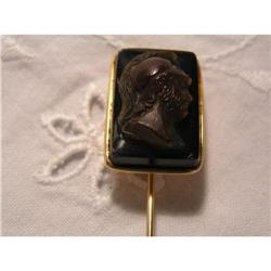 YELLOW GOLD KNIGHT'S HEAD AGATE STICK PIN #1418342