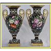 Image 1 : PARIS SEVRES PR BLACK HP VASES SUPERB FLORAL  #1418470