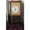 Image 1 : Clock & Stand , carved wood, Oriental design, #1432347
