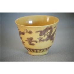 Chinese  yallow  glazed  porcelain  cup  with #1432629