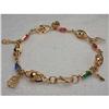 Image 1 : Estate 14K Ruby Sapphire Emerald Charm Bracelet#1432983