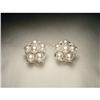 14K WG Cultured Pearl Diamond Floral Earrings #1433040