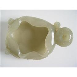 Chinese carved Celadon  jade Brushwasher #1433146