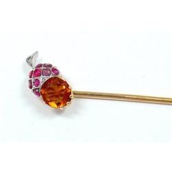 18Kt and platinum Acorn Stick Pin #1433163