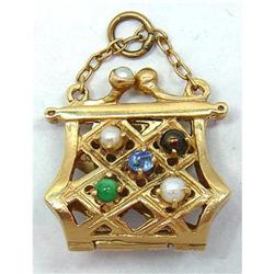 Vintage Jeweled Gold Purse Charm #1433170