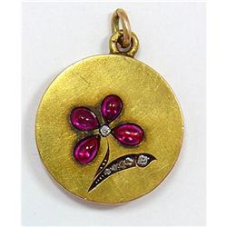 18Kt.Yellow Gold   Locket with garnets #1433177