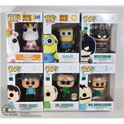 UNCLAIMED BOX OF 6 ASSORTED FUNK POPS