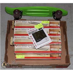 UNCLAIMED FLAT W/ HANGER BARS AND MINI SKATEBOARD