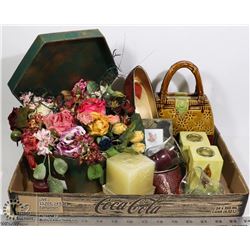 HOME DÉCOR SET CANDLES FRAME FLOWERS