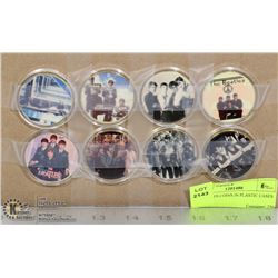 8 BEATLES COINS IN PLASTIC CASES