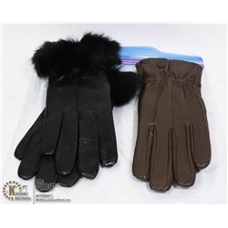 UNCLAIMED 2 PAIRS LADIES LEATHER GLOVES SMALL