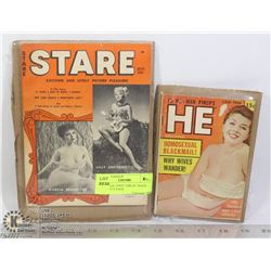2 VINTAGE 1950'S "GIRLIE" MAGS. INC. BETTY PAGE