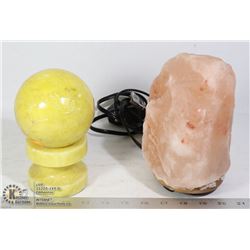 UNCLAIMED SALT LAMP WITH MARBLE SPHERE AND BASE