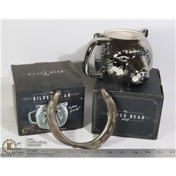 UNCLAIMED BOX OF SILVER BEAR MUGS ETC.