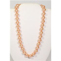 #17-ORANGE SEA SHELL PEARL NECKLACE 12mm/15"