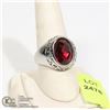 Image 1 : UNCLAIMED MENS S/S RED STONE RING