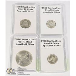 4 PCS SOUTH AFRICA .80 PURE PROOF SILVER APARTHEID