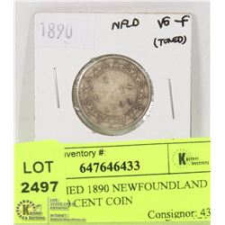 UNCLAIMED 1890 NEWFOUNDLAND SILVER 20 CENT COIN