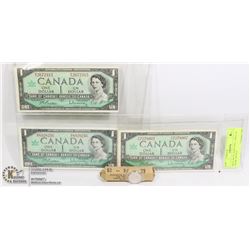 3PCS 1967 $1 VERY FINE, + ROLL 40 UNCIR 1967 $.05