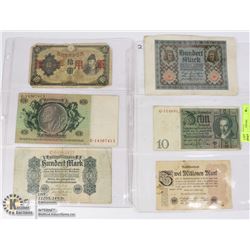 5 VINTAGE GERMAN REICH NOTE, 1 JAPANESE OCCUPATION