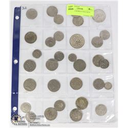32 PCS. OLD WORLD COINS WITH SILVER