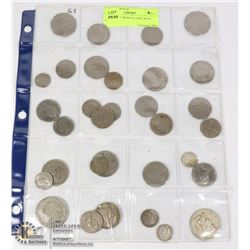 32 PCS. OLD WORLD COINS WITH SILVER