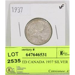 UNCLAIMED CANADA 1937 SILVER QUARTER