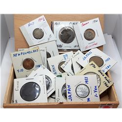 3)  BOX OF 24 COINS, INCLUDING CANADIAN,