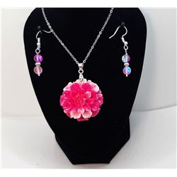 4)  CARVED PINK TURQUOISE CHRYSANTHUMUM