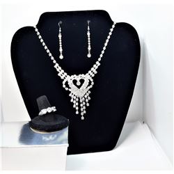 23)  SILVER TONE AND CLEAR RHINESTONE