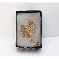 2)  VINTAGE GOLD TONE PALE BLUE AND