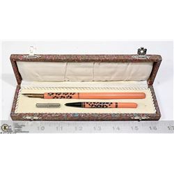 ANTIQUE ASIAN STYLE QUILL PEN AND PENCIL SET