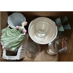 BOX OF ASSORTED HOME DECOR, INCLUDING ROYAL