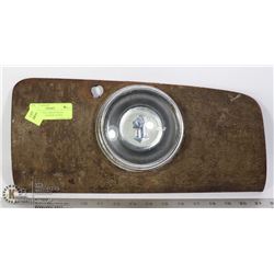 1940'S PONTIAC INDIAN HEAD EMBLEM GLOVE BOX COVER.