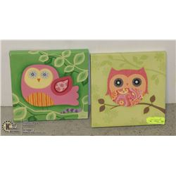 UNCLAIMED TWO OWL CANVAS PICTURES