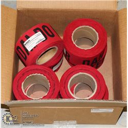 UNCLAIMED CASE W/ 8 ROLLS OF FABRIC FLAGGING TAPE